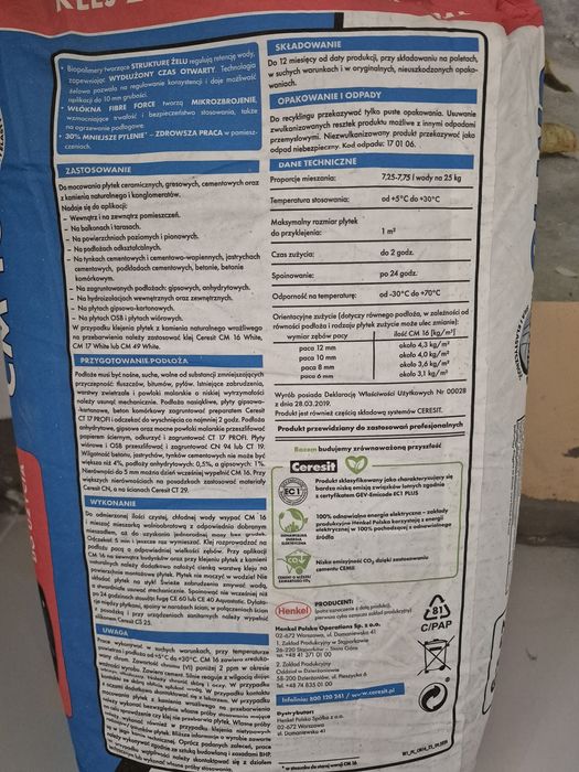 Klej do kafelek dużych małych