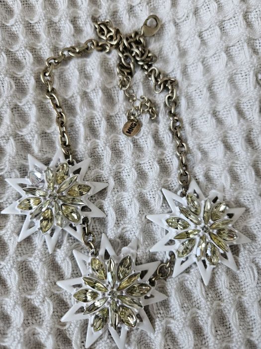 Naszyjnik srebrny biały Mango