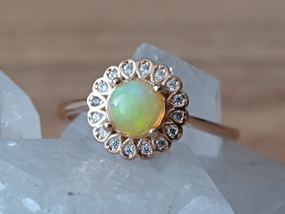 Pierścionek srebro 925 pozłacane różowym złotem