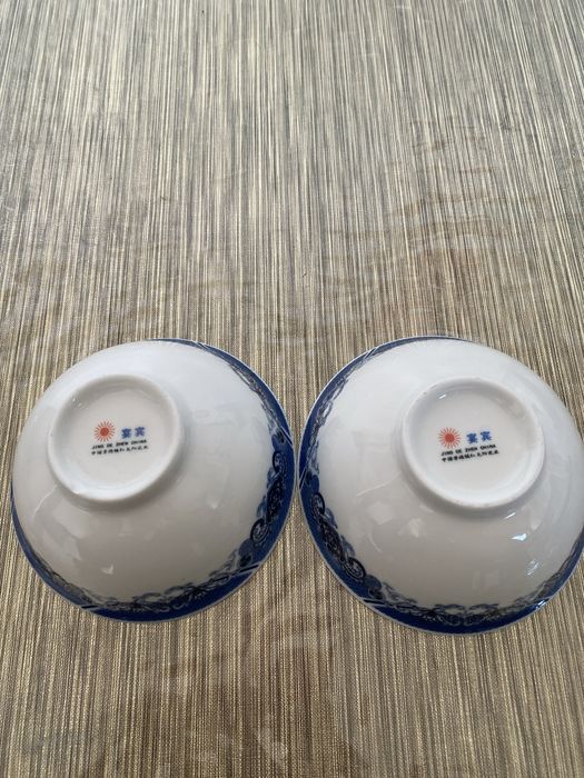 Prato e tigela de porcelana