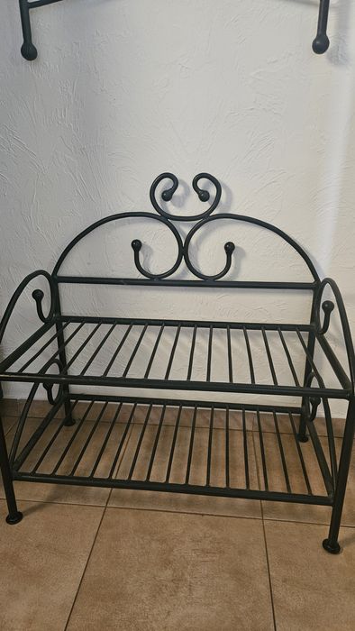 Lustro, wieszak siedzisko metalowe kute