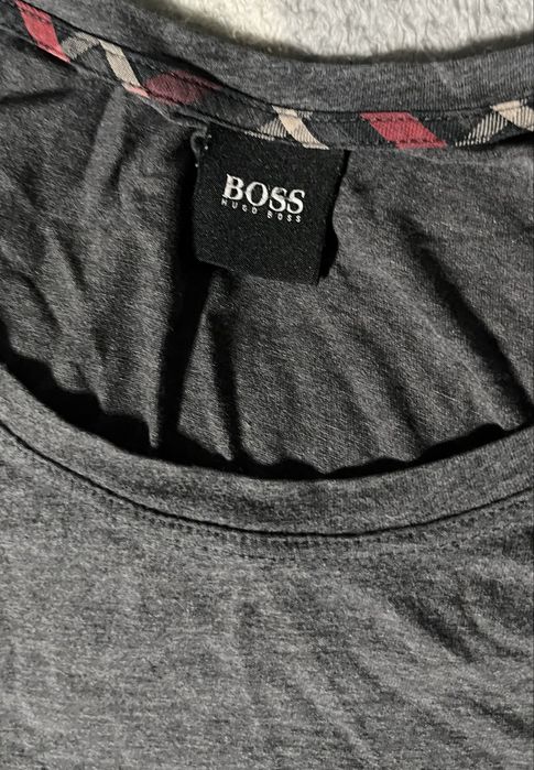 Oryginalny Longsleeve BOSS Hugo Boss Ciemnoszary Czerwone Logo M
