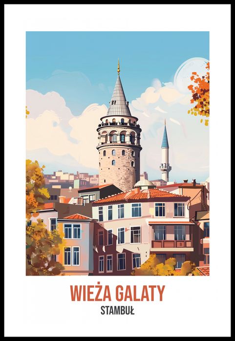 Plakat 53x81cm Wieża Galaty