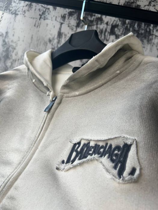 BALENCIAGA спортивный мужской костюм зип-худи штаны белый черный