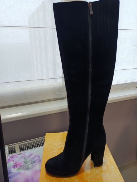 Ботфорти єврозима нові, 38р, шкіра/цегейка