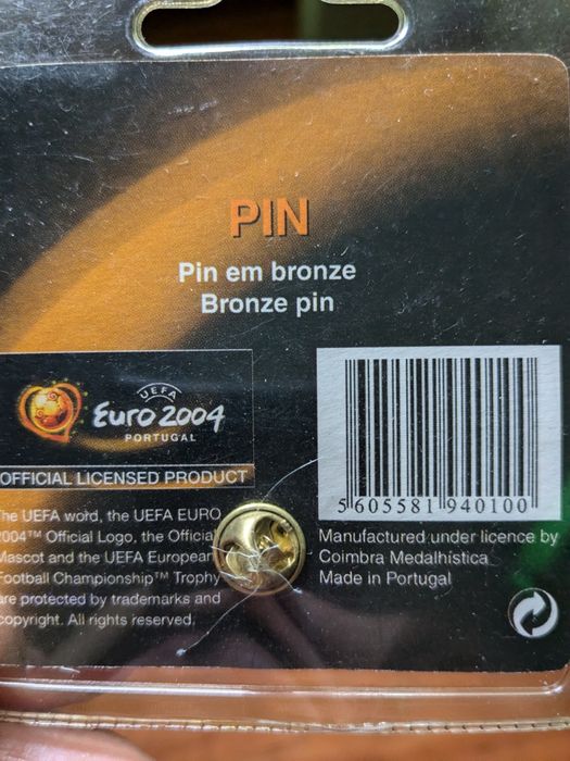 Pin alfinete em bronze alusivo ao euro 2004 novo