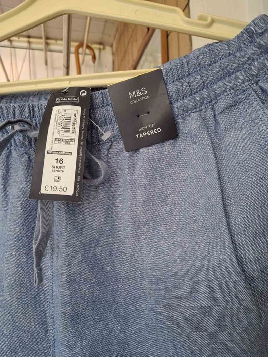 Нові лляні штани M&S Collection High Rise Tapered, льон/віскоза (UK 16)