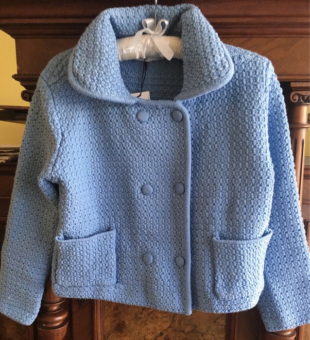 ZARA Sweter jasnoniebieski z kołnierzykiem bawełna  M