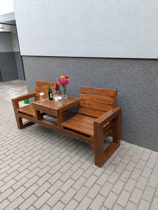 Ławeczka dwuosobowa ogrodowa ze stolikiem