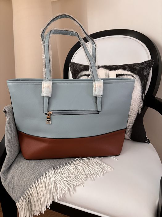 Mala / Shooper azul e castanha