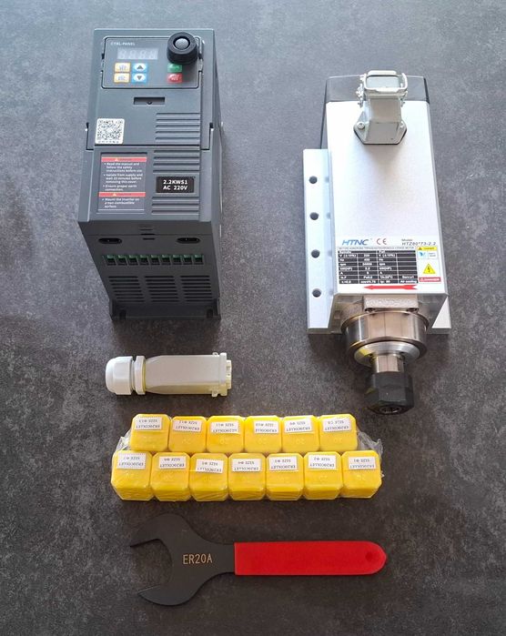 Wrzeciono CNC Elektrowrzeciono 2,2kW Falownik Tulejki ER20 klucz  NOWE