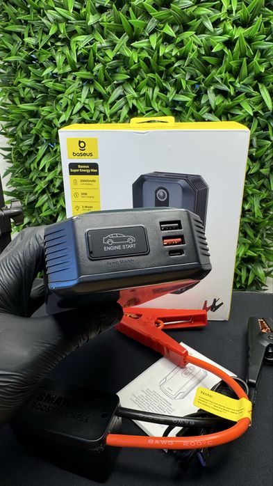 Топовый мощный бустер Базеус Baseus Jump Starter 20000 mAh пусковое