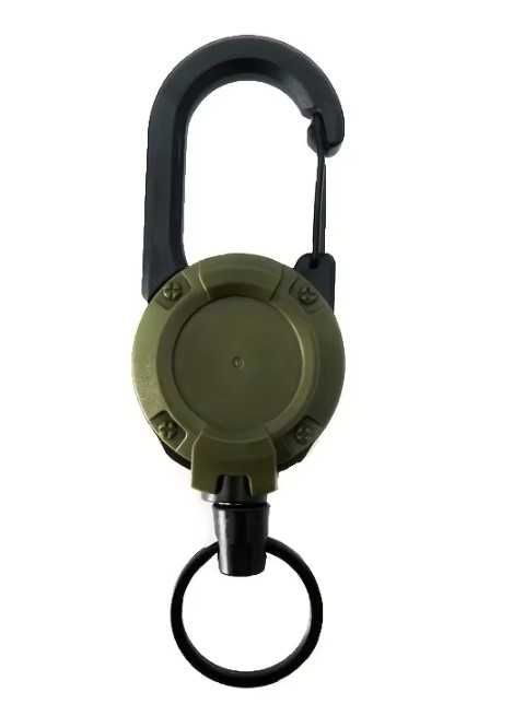 Wytrzymały karabińczyk z kółkiem zwinanym, sprężynowy brelok.