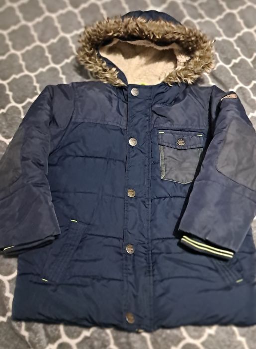 Kurtka zimowa granatowa z kapturem ocieplana Next r ok 110