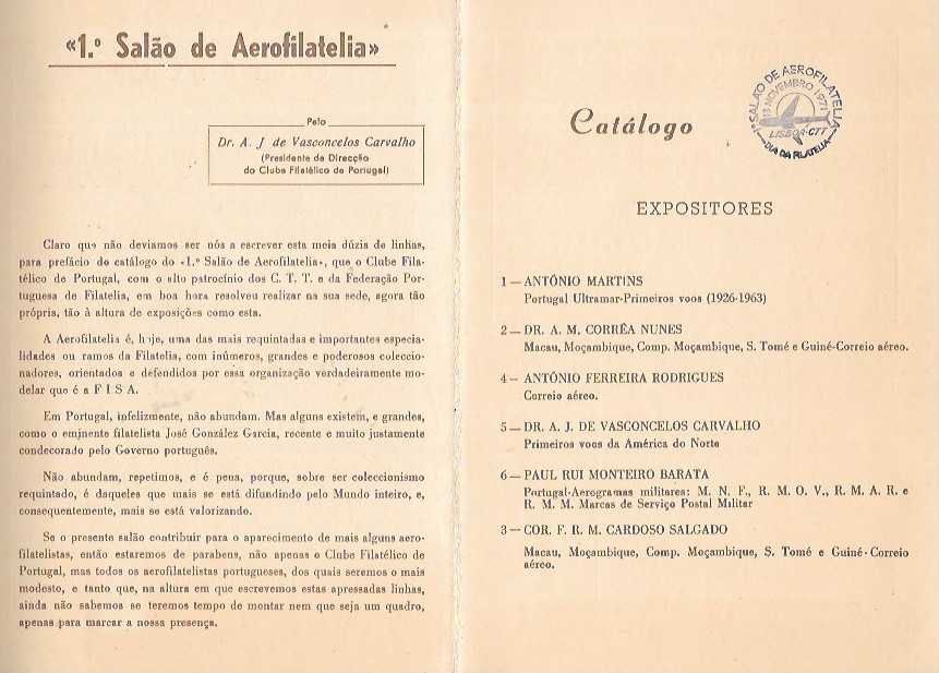 Catálogo - !º Salão de aerofilatelia - 1971 - filatelia - selos