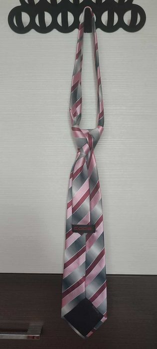 krawat meski szaro-rozowy
