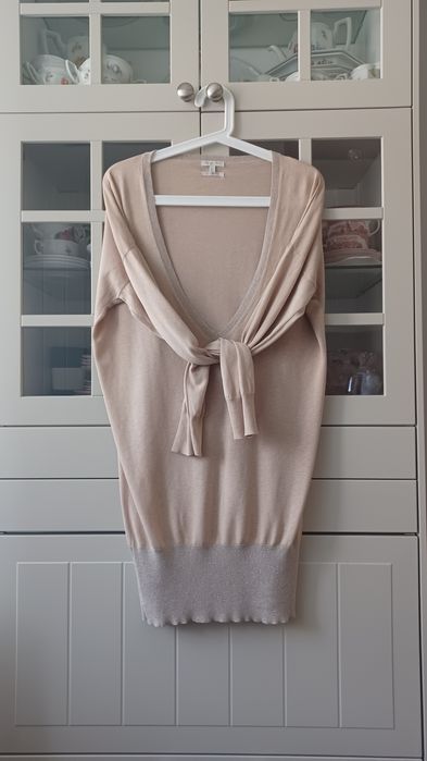 Długi Cienki Sweter 55% Jedwab Massimo Dutti  L