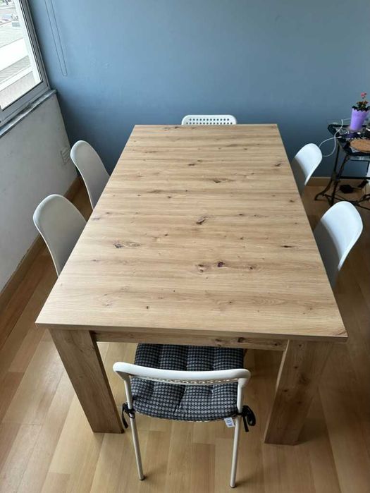 Mesa de Jantar Oscar TS - 160x90 (Expande 200x90) - Grátis 6 Cadeiras!