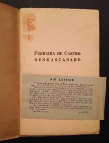 Joaquim Cardoso - Ferreira de Castro Desmascarado