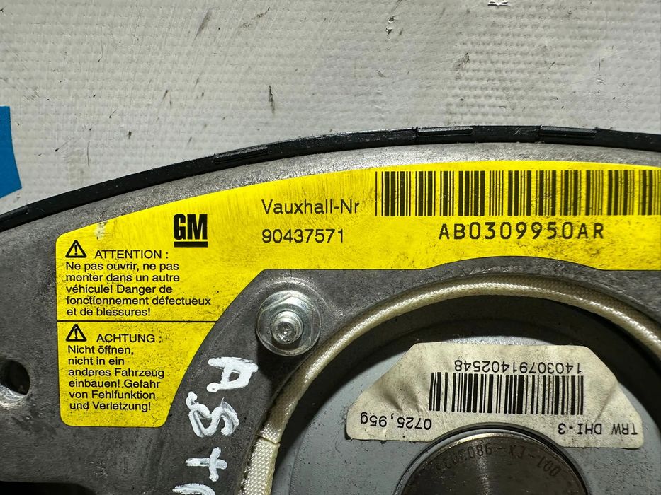 Airbag Volante Condutor GM Opel Astra Zafira 90437571 1998 - 2005