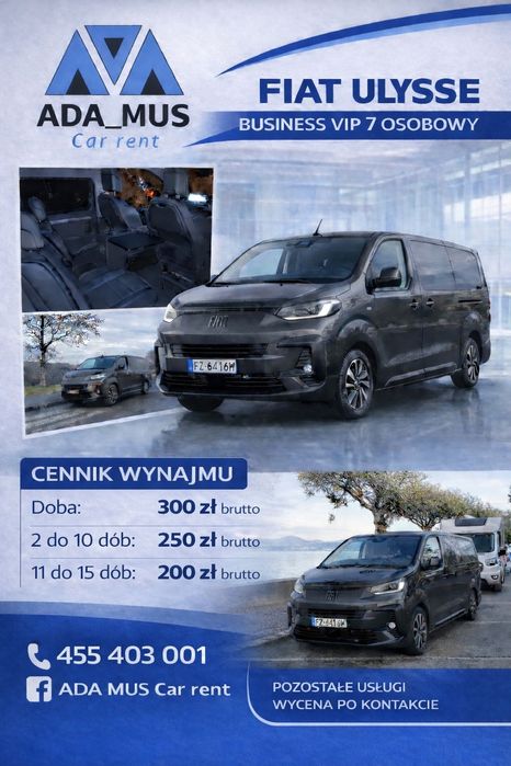 Wynajem busa 7 osobowy Automat 180KM Wersja Long BUSINESS VIP