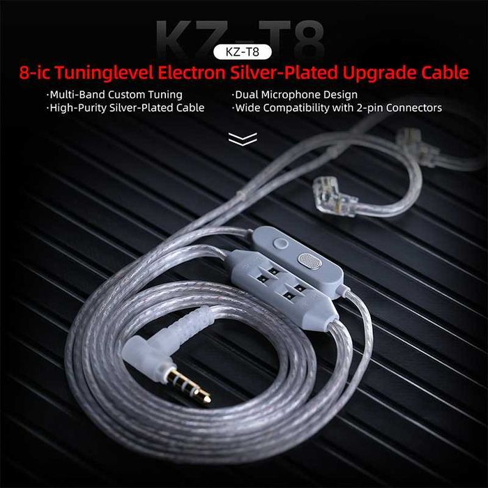 ‼️ KZ T8 (Jack 3.5, mic./no mic) - сменный кабель с 8-ю звуковыми профилями и 2-м микрофоном