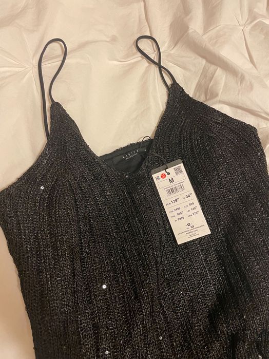 Nowa Sukienka sylwestrowa Mohito mini koktailowa cekiny czarna