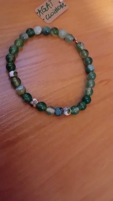 Bransoletka z agatu. Hand made. Nowa. Zieleń.