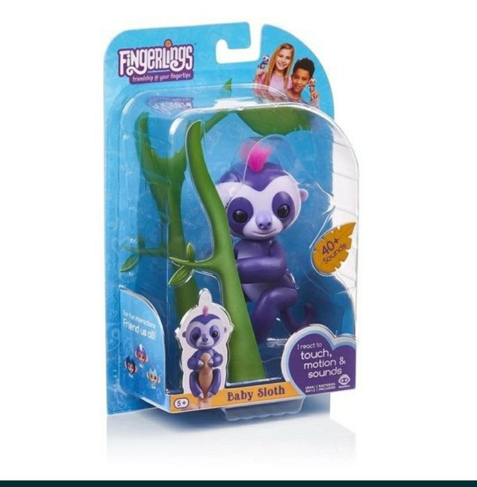 Інтерактивний лінивець WowWee Fingerlings Baby Sloth - Marge - Purple