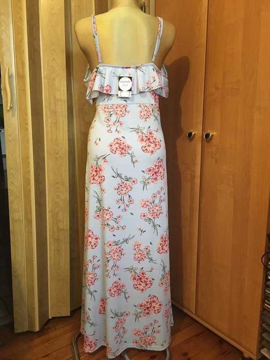 Błękitna sukienka wakacje wczasy wesele 42 44