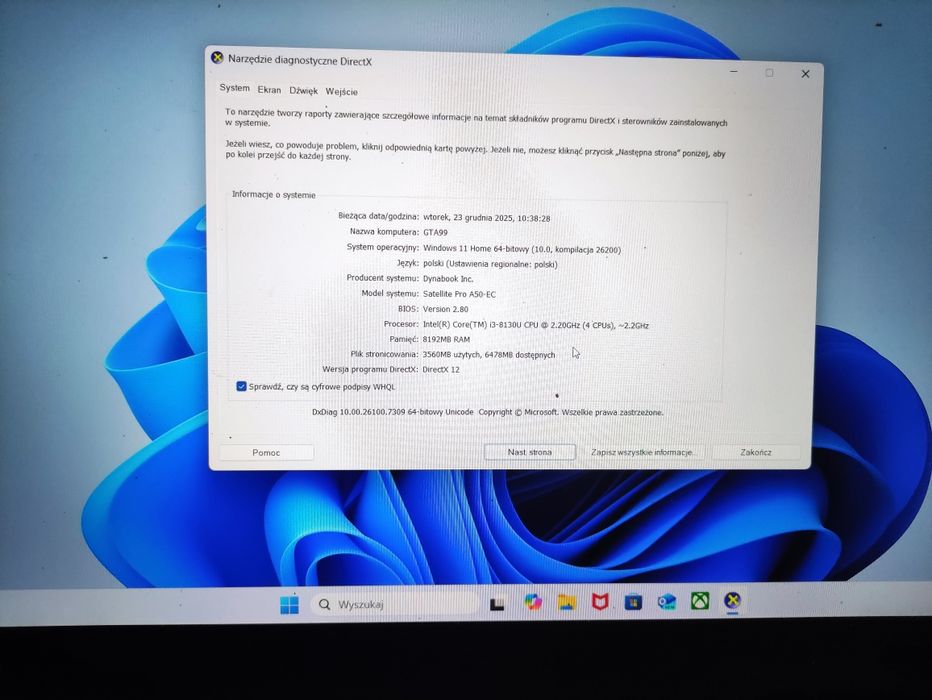 Toshiba Satelitę Pro A50 EC i3