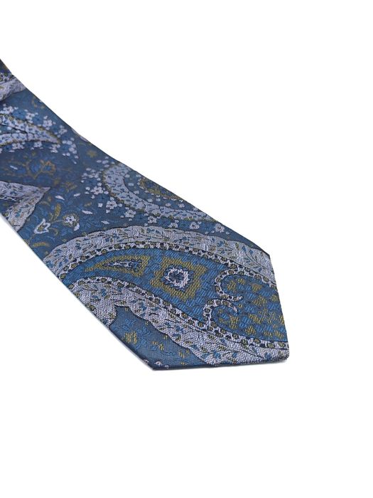 Trussardi granatowy jedwabny krawat paisley ady15