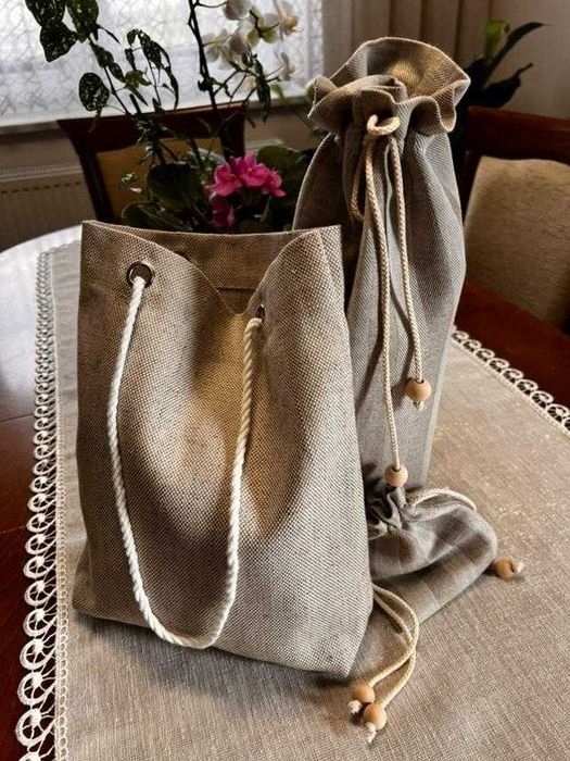 Torebka na wino Lniana