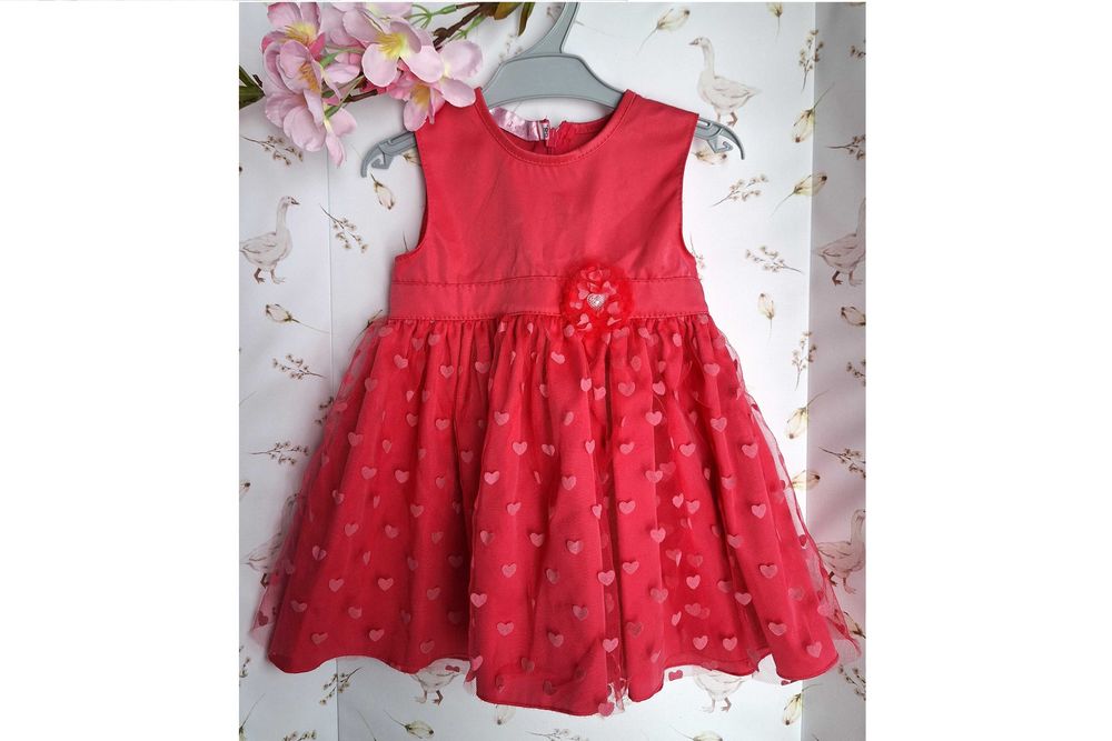 Sukienka dla małej dziewczynki różowa koralowa rozmiar 68