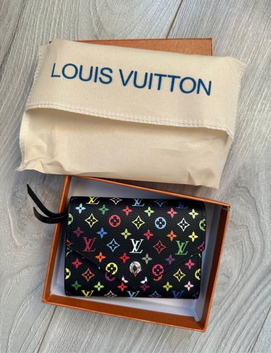 Женский чорный кожаный кошелек Louis Vuitton Луи Виттон