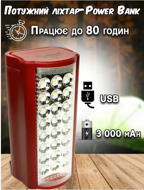 Ліхтар аварійний с павербанком ліхтарик Almina 2606L  фонарь фонарик