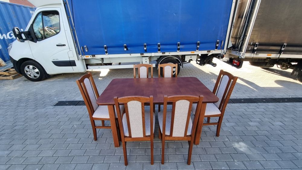 Nowe: Stół + 6 krzeseł,  kasztan + kawa z mlekiem , transport cała POL