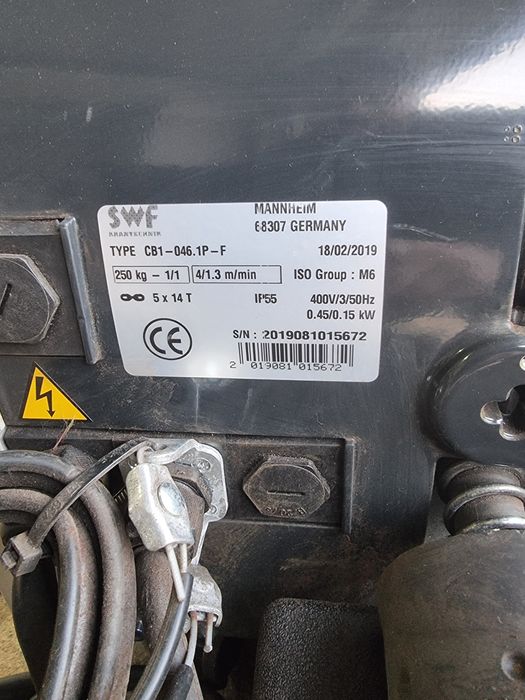 Wciagarka elektryczna SWF, ramię suwnicy Abus 4m, suwnica, komplet