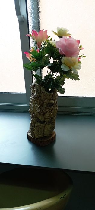 Folheado  de carvalho  e flor