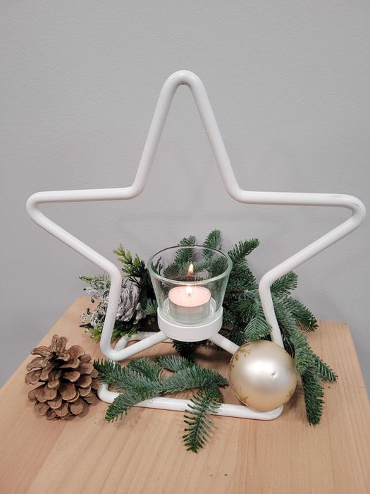 Gwiazda, Stroik, Ozdoba Świąteczna, świecznik