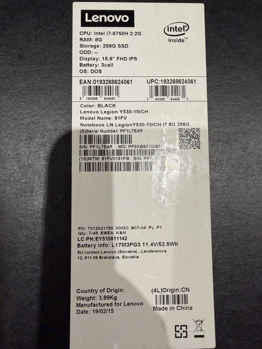 Lenovo Legion Y530-15 ICH