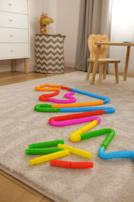 Kolorowe rurki sensoryczne pop tube dla dzieci montesori 60 sztuk