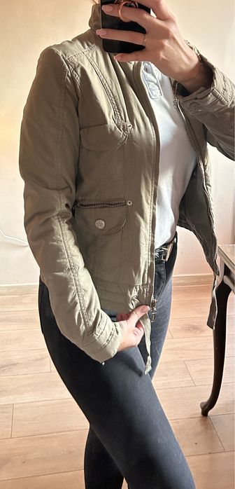 Krótka kurtka khaki moro oliwka boho