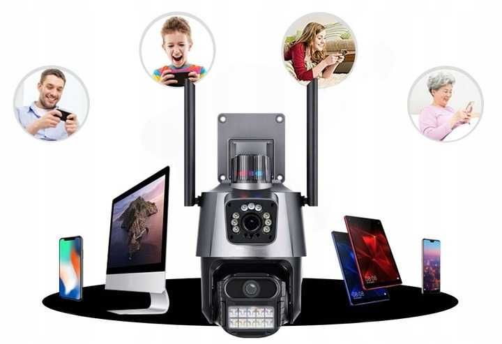 NA Kartę SIM Kamera 4g LTE dwa obiektywy obrotowa zoom IP aplikacja