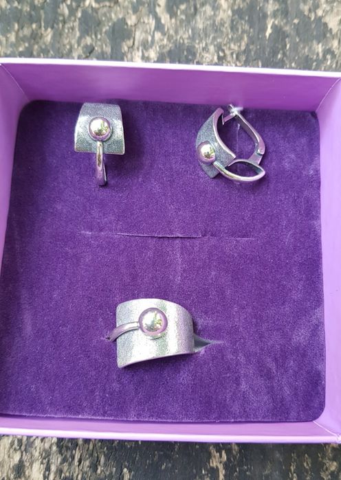 Сережки кольца комплекты в серебре 925 пробы
