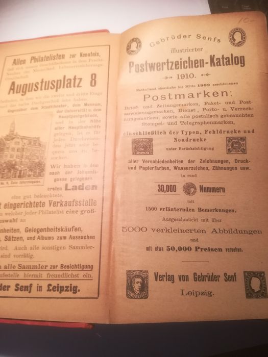 Katalog do znaczkow SENF 1910.