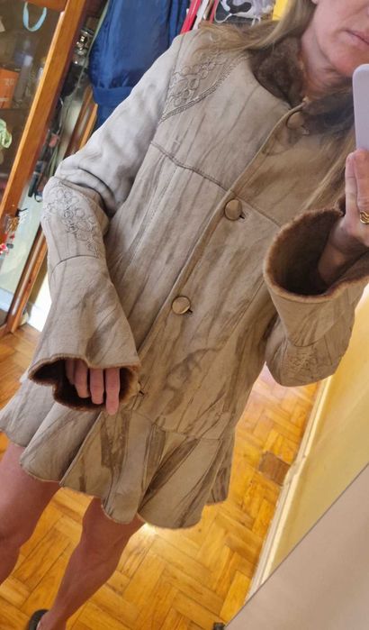 Casaco de couro camurça M novo