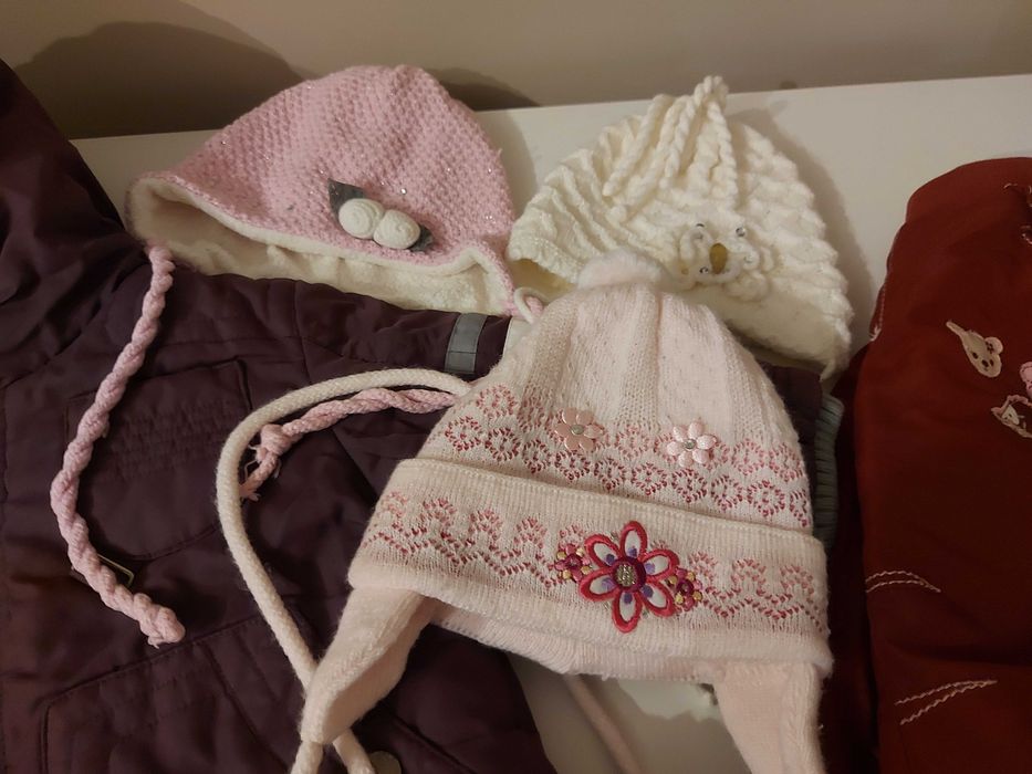 Kurtka zimowa 74, czapki, spodnie