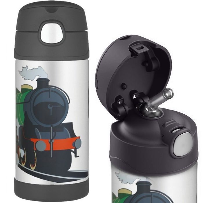 termos dziecięcy ze słomką – pociąg