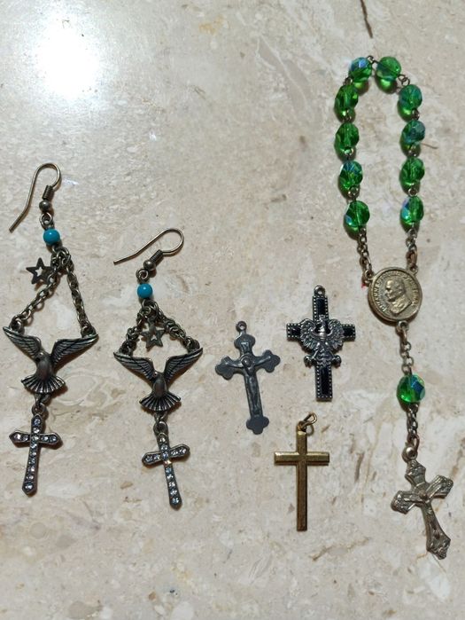 Zestaw biżuterii religijnej stare krzyżyki krzyż patriotyczny